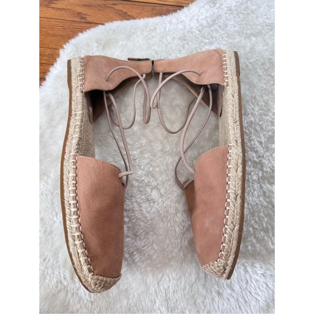 Eileen Fisher Women's Lace-Up Suede Leather Espadrille Flats in Tan